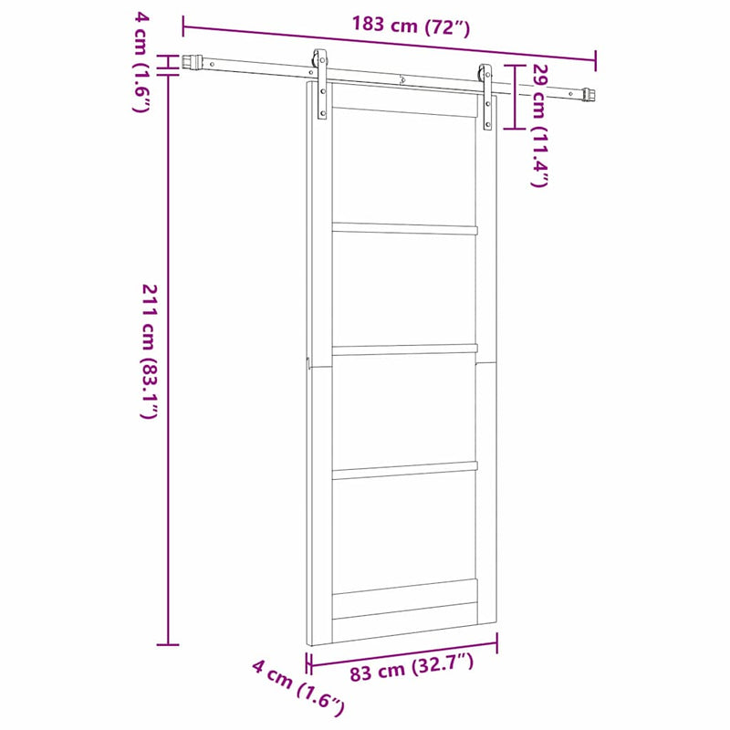 vidaXL Csúszó ajtó ORKDAL Barna 83 x 211 cm Tömör fenyőfa
