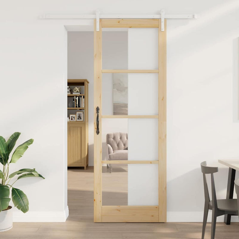vidaXL Csúszó ajtó ORKDAL Barna 83 x 232 cm Tömör fenyőfa
