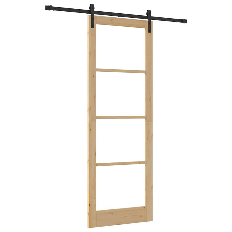 vidaXL Csúszó ajtó ORKDAL Barna 83 x 232 cm Tömör fenyőfa