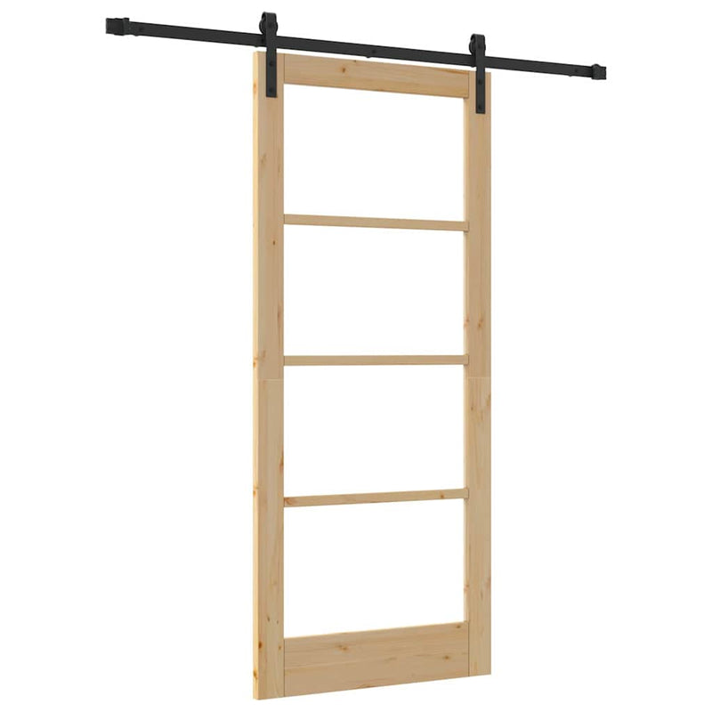 vidaXL Csúszó ajtó ORKDAL Barna 86 x 198.5 cm Tömör fenyőfa