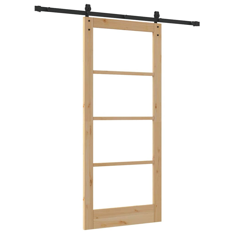 vidaXL Csúszó ajtó ORKDAL Barna 86 x 198.5 cm Tömör fenyőfa