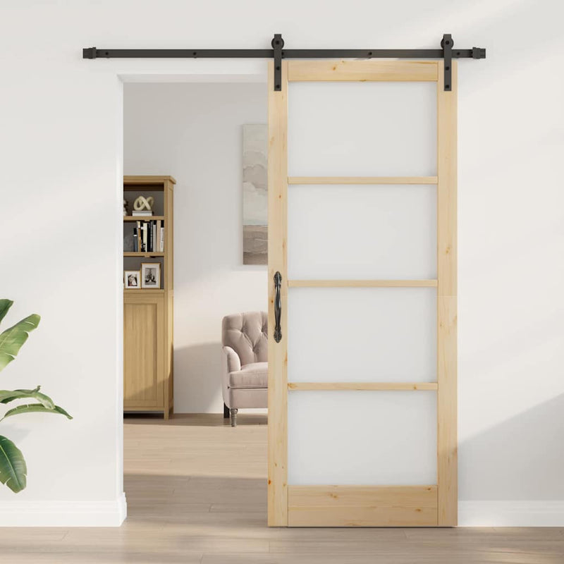 vidaXL Csúszó ajtó ORKDAL Barna 86 x 211 cm Tömör fenyőfa