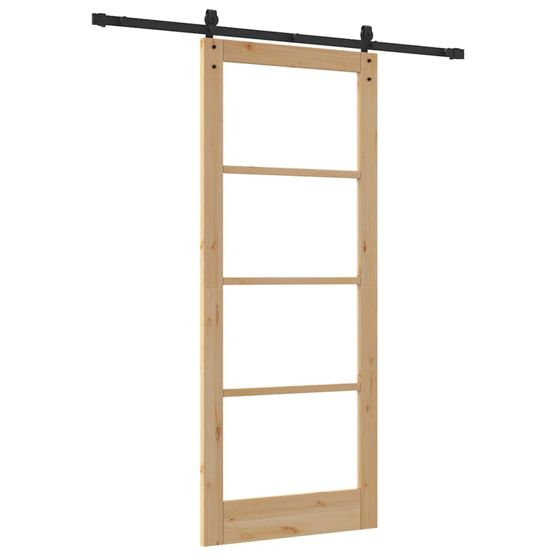 vidaXL Csúszó ajtó ORKDAL Barna 86 x 211 cm Tömör fenyőfa