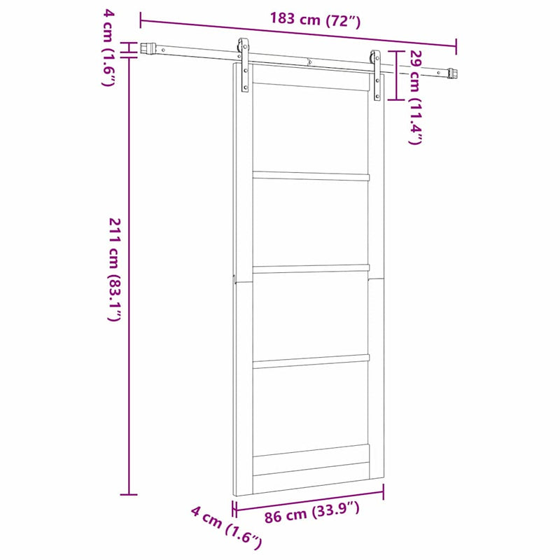 vidaXL Csúszó ajtó ORKDAL Barna 86 x 211 cm Tömör fenyőfa