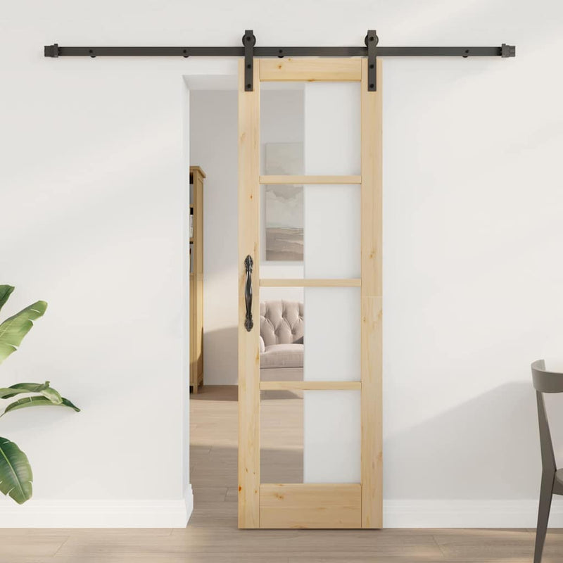 vidaXL Csúszó ajtó ORKDAL Barna 61 x 198.5 cm Tömör fenyőfa