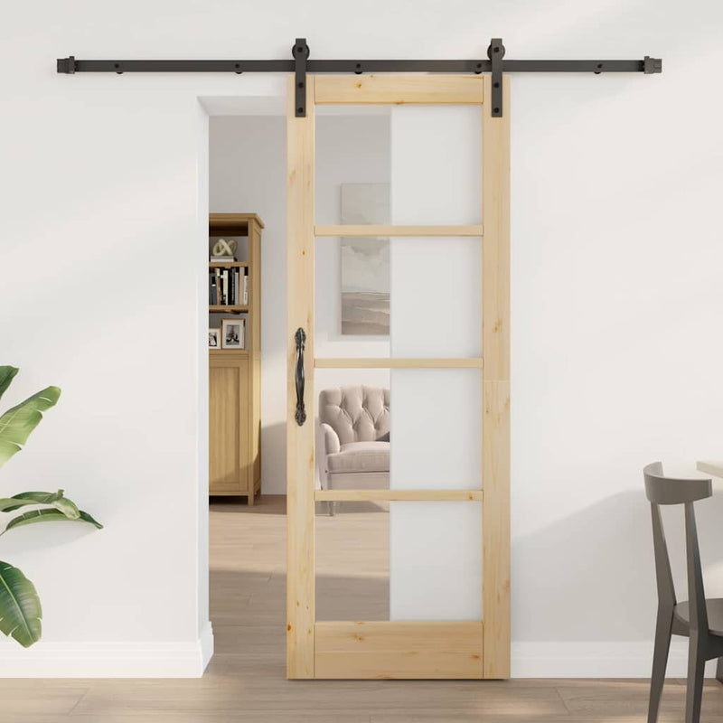 vidaXL Csúszó ajtó ORKDAL Barna 73.5 x 198.5 cm Tömör fenyőfa