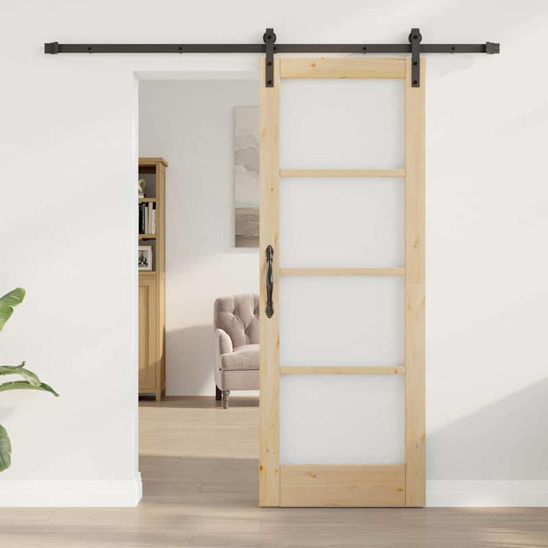 vidaXL Csúszó ajtó ORKDAL Barna 73.5 x 198.5 cm Tömör fenyőfa