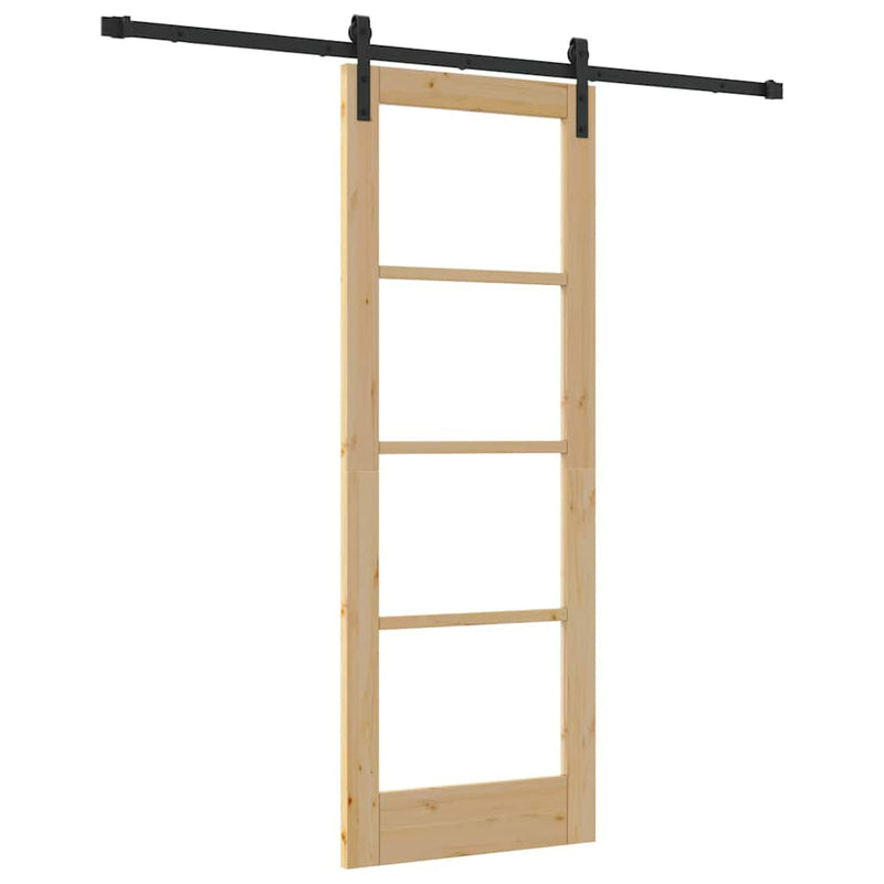 vidaXL Csúszó ajtó ORKDAL Barna 73.5 x 198.5 cm Tömör fenyőfa
