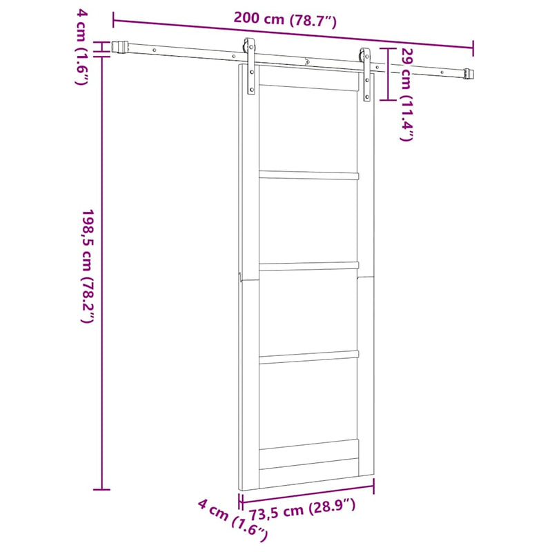 vidaXL Csúszó ajtó ORKDAL Barna 73.5 x 198.5 cm Tömör fenyőfa