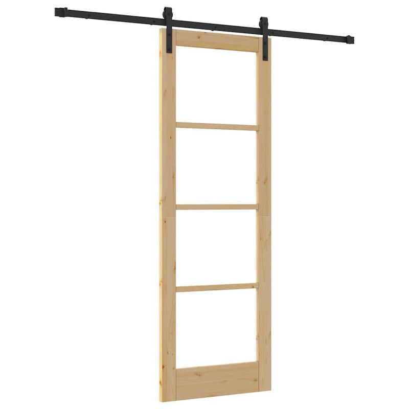 vidaXL Csúszó ajtó ORKDAL Barna 73.5 x 211 cm Tömör fenyőfa