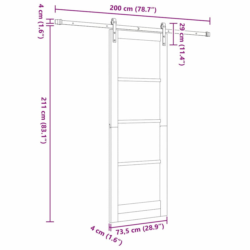vidaXL Csúszó ajtó ORKDAL Fehér 73.5 x 211 cm Tömör fenyőfa