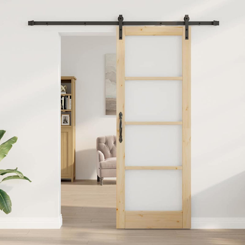 vidaXL Csúszó ajtó ORKDAL Barna 78 x 211 cm Tömör fenyőfa