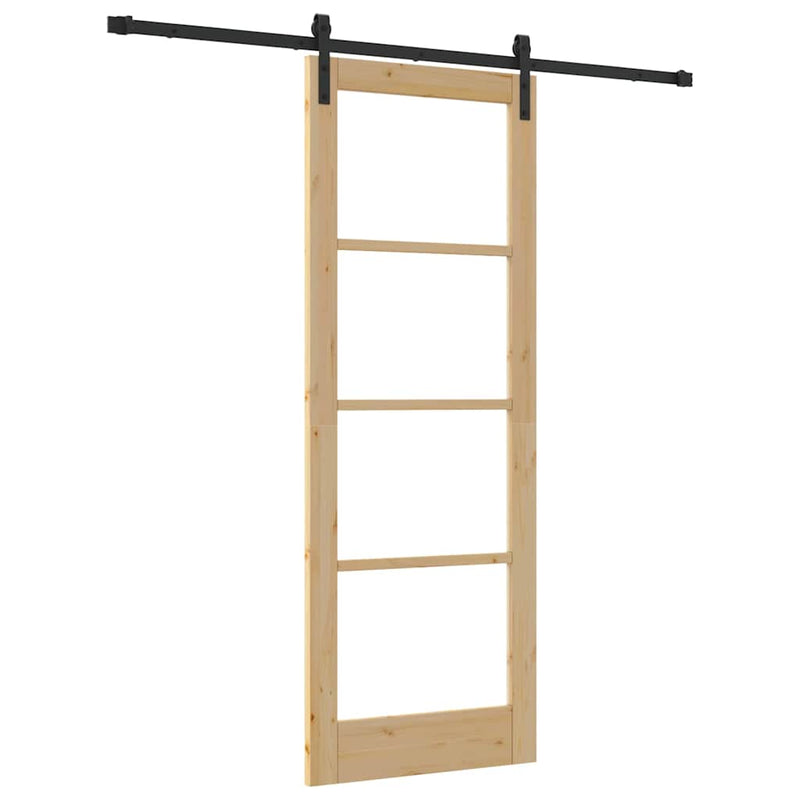 vidaXL Csúszó ajtó ORKDAL Barna 78 x 211 cm Tömör fenyőfa