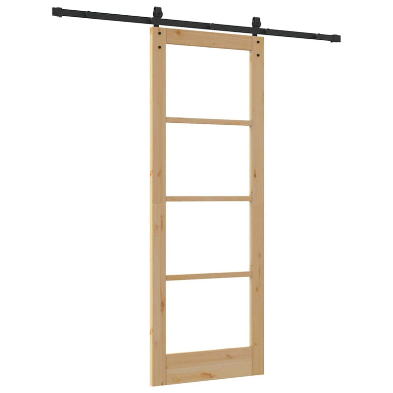 vidaXL Csúszó ajtó ORKDAL Barna 78 x 211 cm Tömör fenyőfa