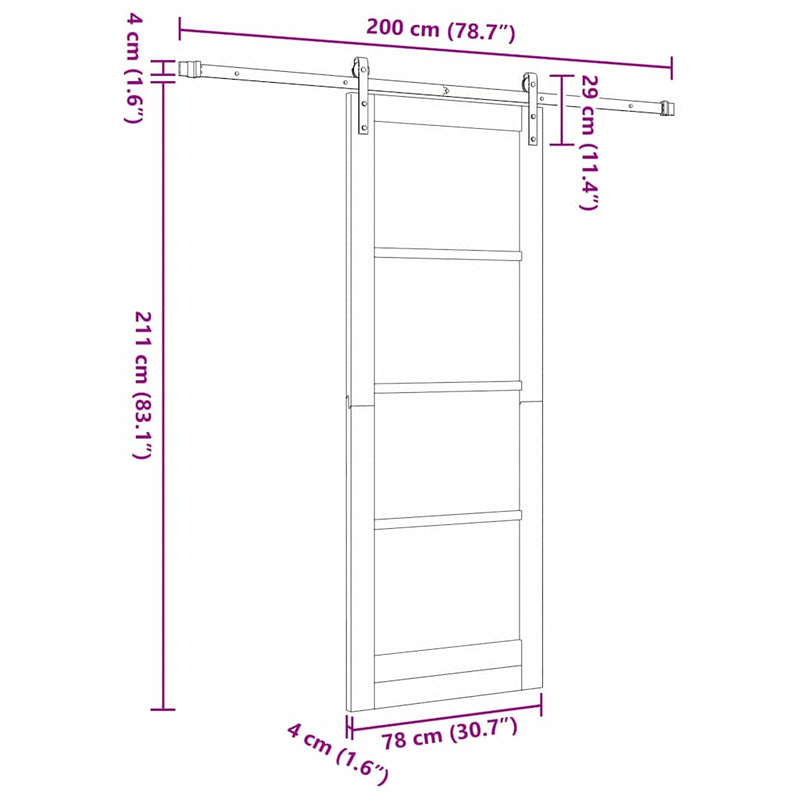 vidaXL Csúszó ajtó ORKDAL Barna 78 x 211 cm Tömör fenyőfa