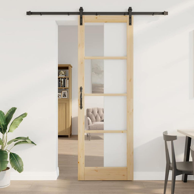 vidaXL Csúszó ajtó ORKDAL Barna 78 x 232 cm Tömör fenyőfa