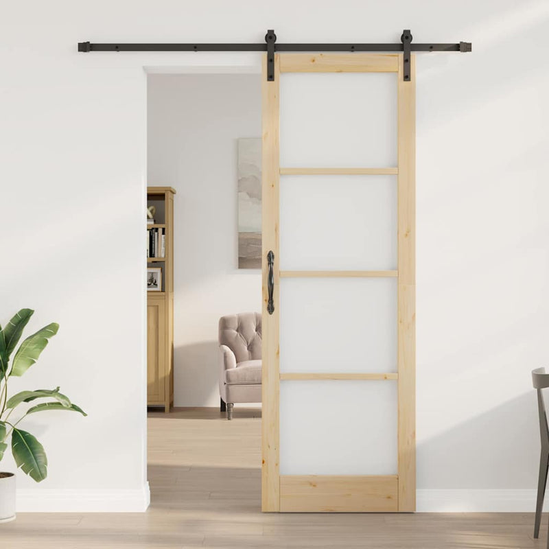 vidaXL Csúszó ajtó ORKDAL Barna 78 x 232 cm Tömör fenyőfa