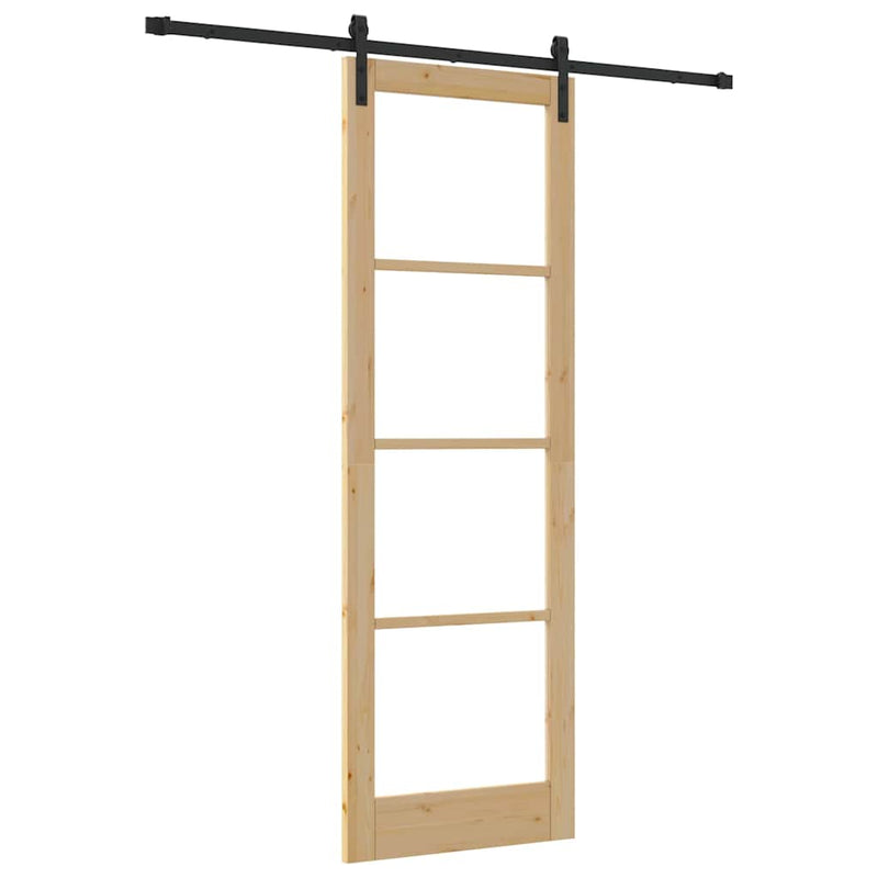 vidaXL Csúszó ajtó ORKDAL Barna 78 x 232 cm Tömör fenyőfa