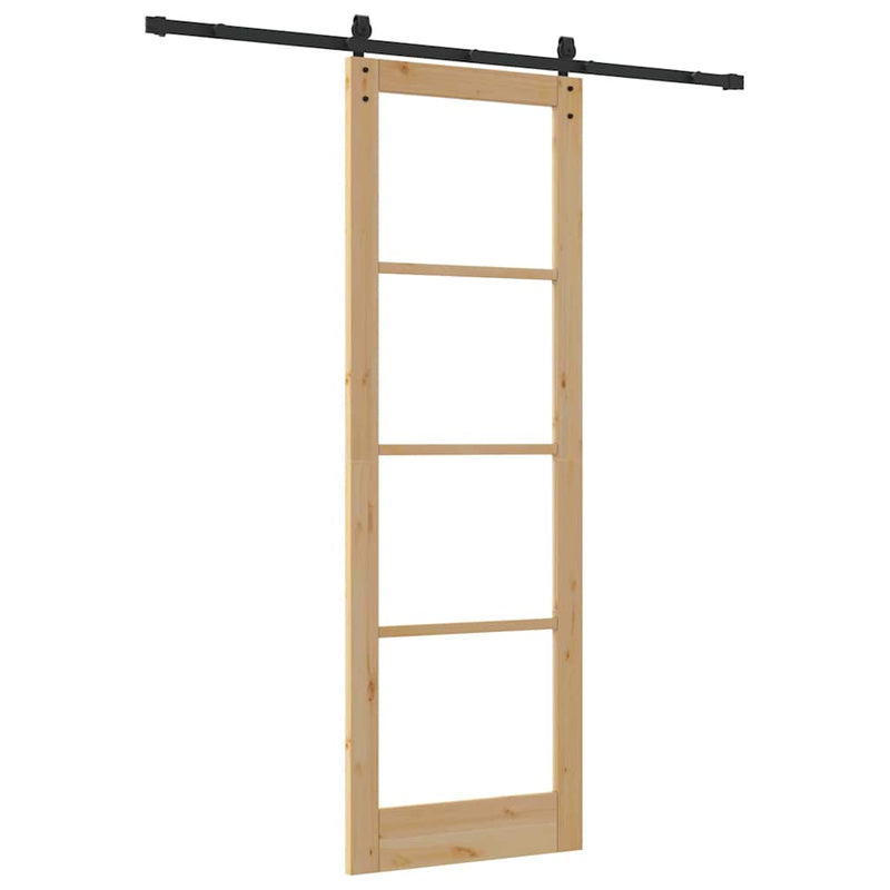 vidaXL Csúszó ajtó ORKDAL Barna 78 x 232 cm Tömör fenyőfa