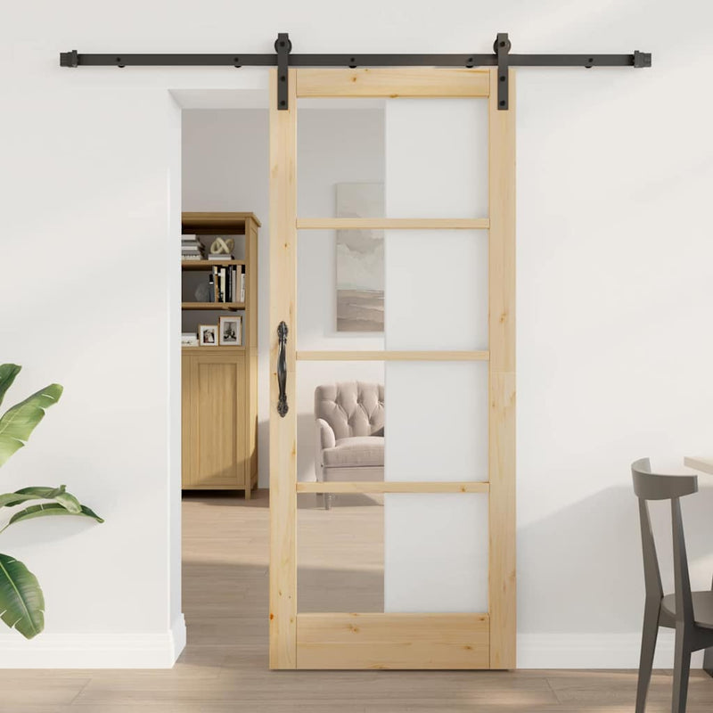 vidaXL Csúszó ajtó ORKDAL Barna 83 x 202 cm Tömör fenyőfa