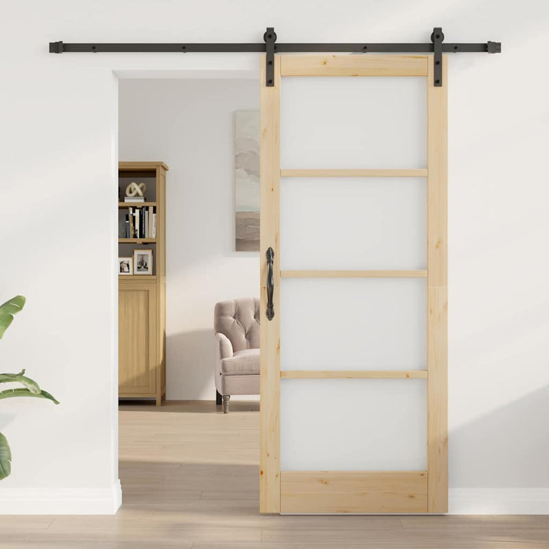 vidaXL Csúszó ajtó ORKDAL Barna 83 x 202 cm Tömör fenyőfa