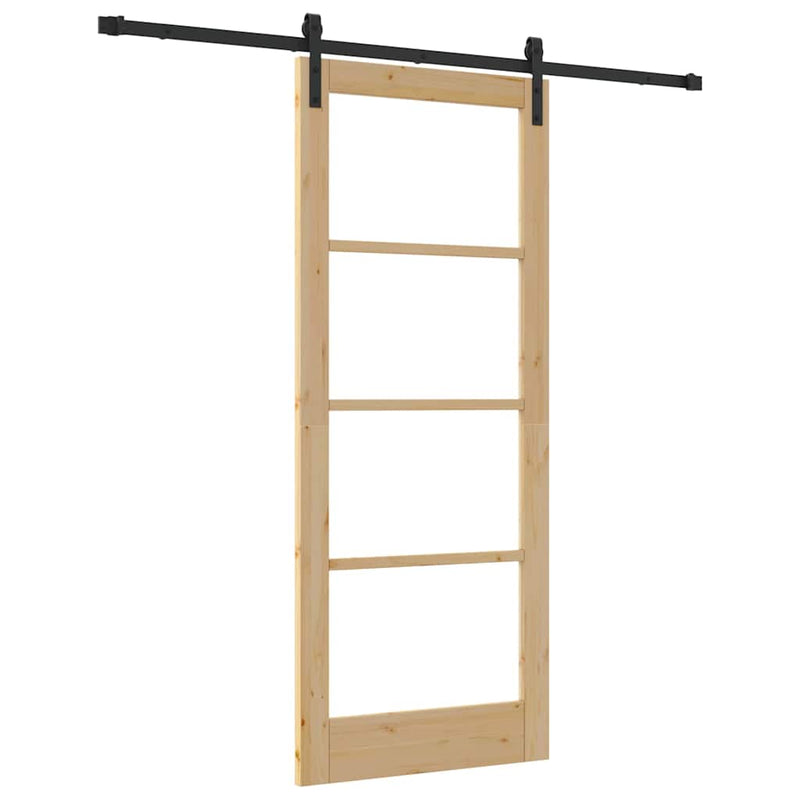 vidaXL Csúszó ajtó ORKDAL Barna 83 x 202 cm Tömör fenyőfa