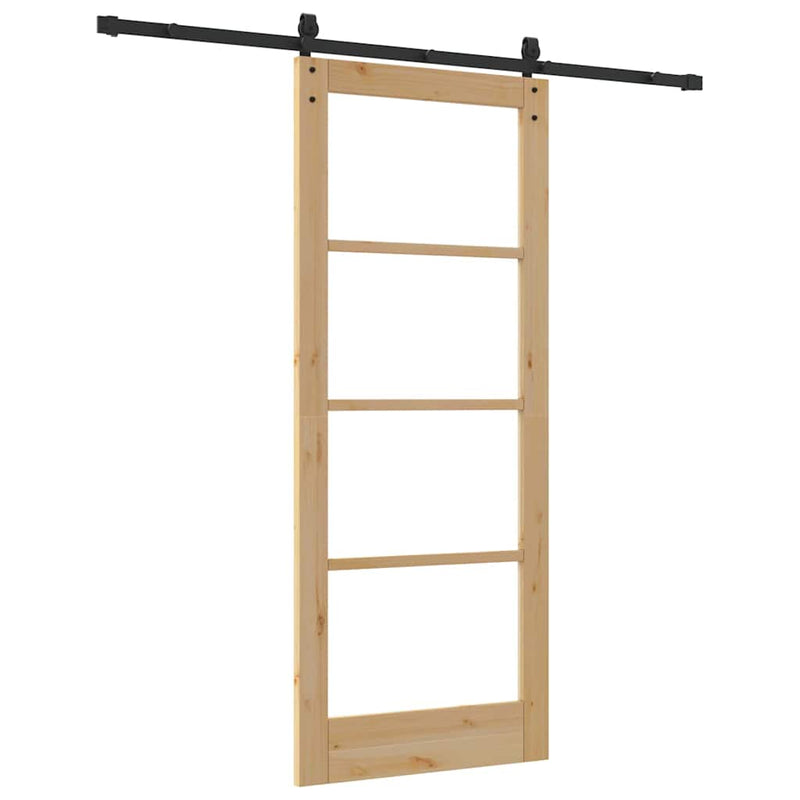 vidaXL Csúszó ajtó ORKDAL Barna 83 x 202 cm Tömör fenyőfa