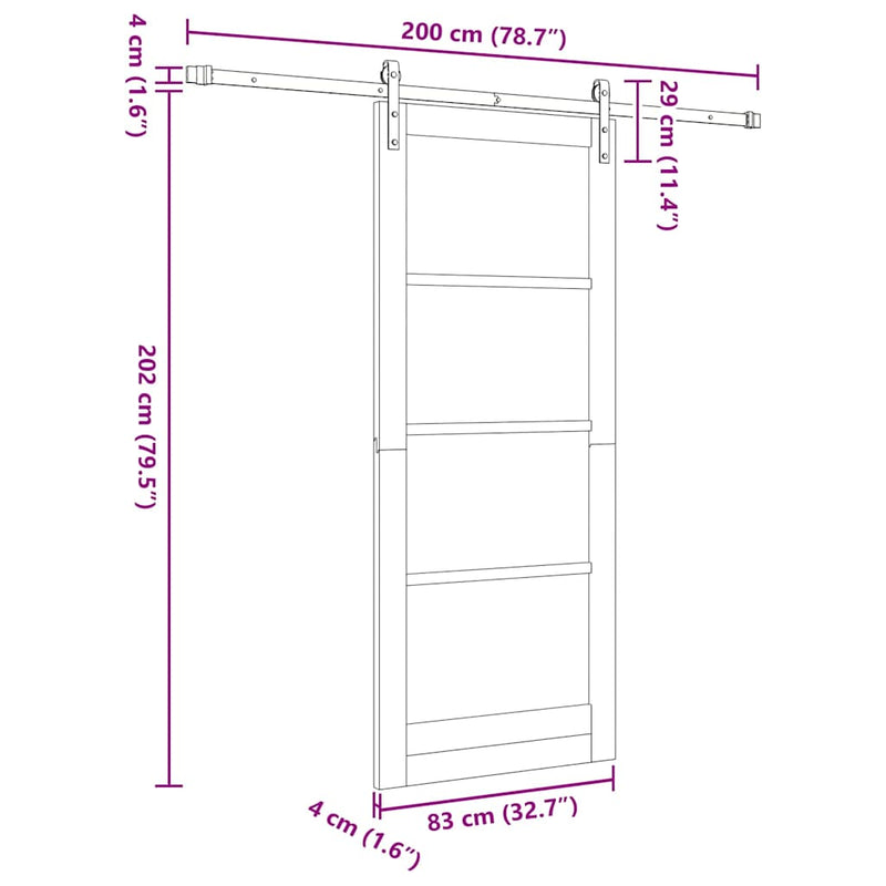 vidaXL Csúszó ajtó ORKDAL Barna 83 x 202 cm Tömör fenyőfa