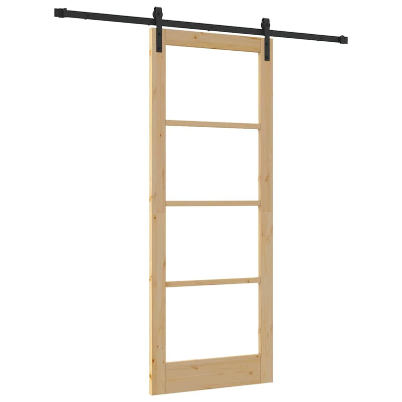 vidaXL Csúszó ajtó ORKDAL Barna 83 x 211 cm Tömör fenyőfa