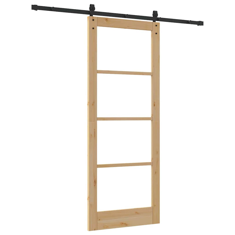 vidaXL Csúszó ajtó ORKDAL Barna 83 x 211 cm Tömör fenyőfa