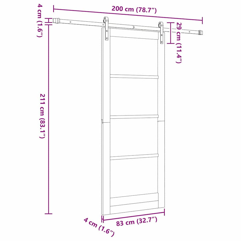 vidaXL Csúszó ajtó ORKDAL Barna 83 x 211 cm Tömör fenyőfa