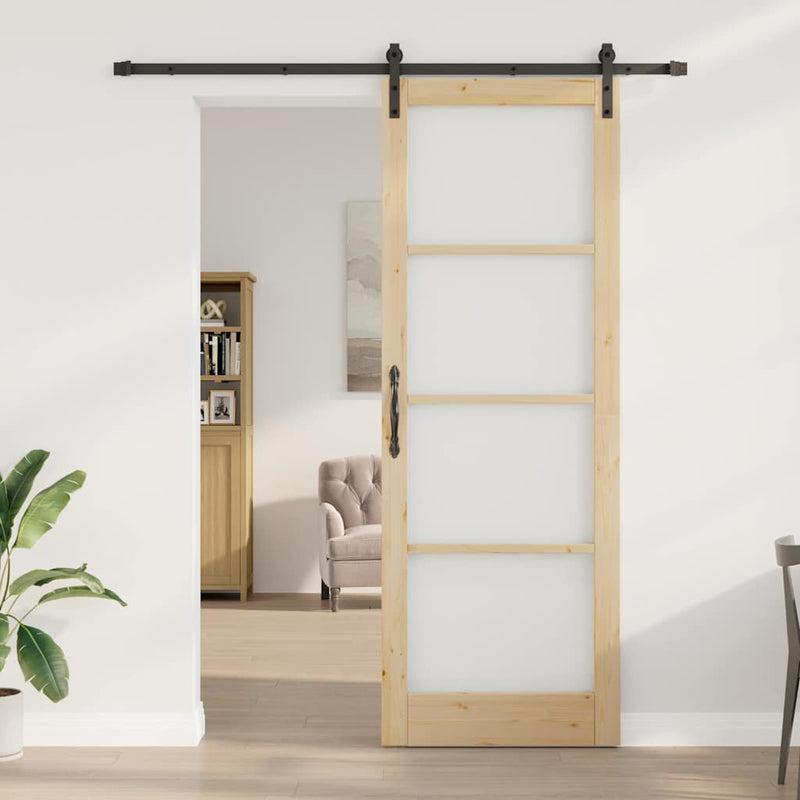 vidaXL Csúszó ajtó ORKDAL Barna 83 x 232 cm Tömör fenyőfa