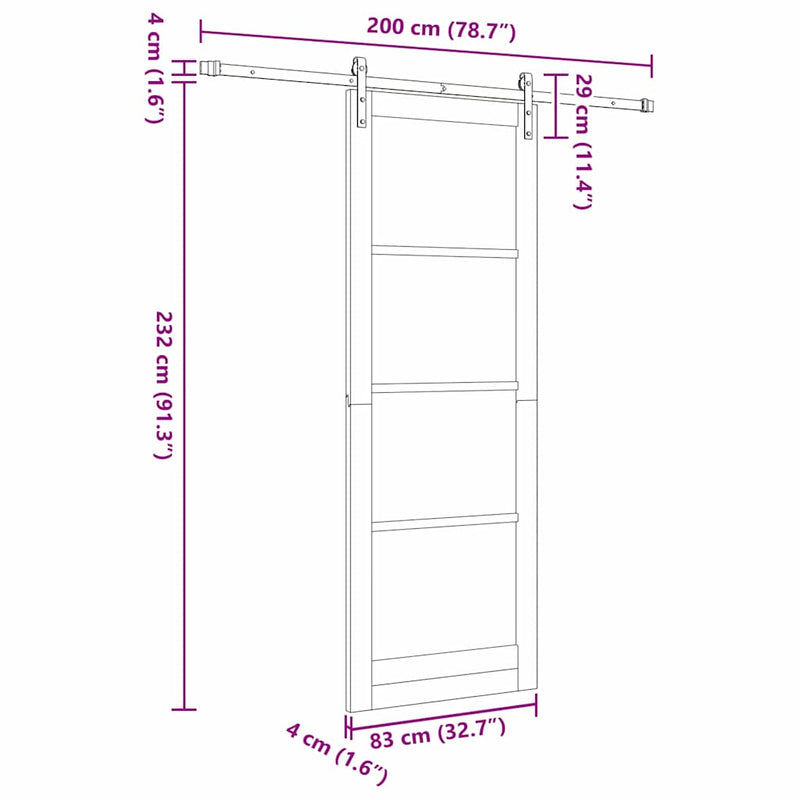 vidaXL Csúszó ajtó ORKDAL Barna 83 x 232 cm Tömör fenyőfa