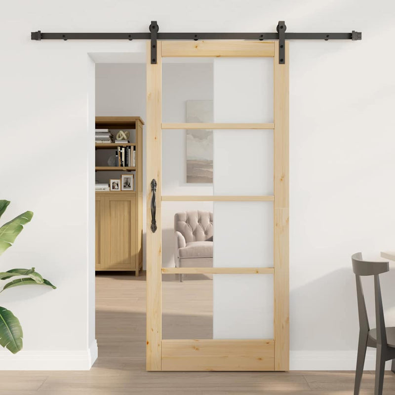 vidaXL Csúszó ajtó ORKDAL Barna 86 x 198.5 cm Tömör fenyőfa