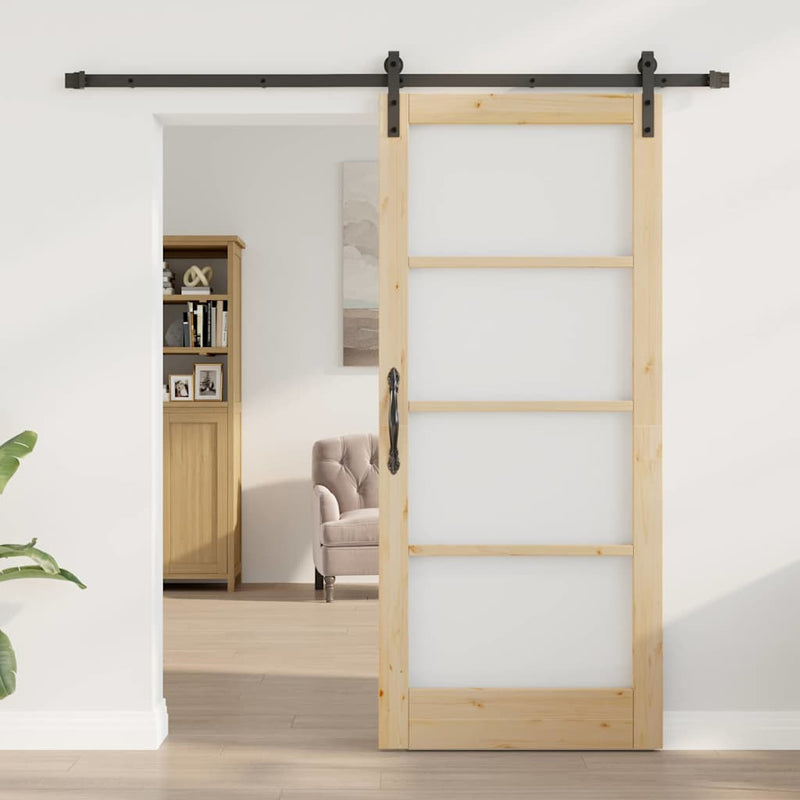 vidaXL Csúszó ajtó ORKDAL Barna 86 x 198.5 cm Tömör fenyőfa
