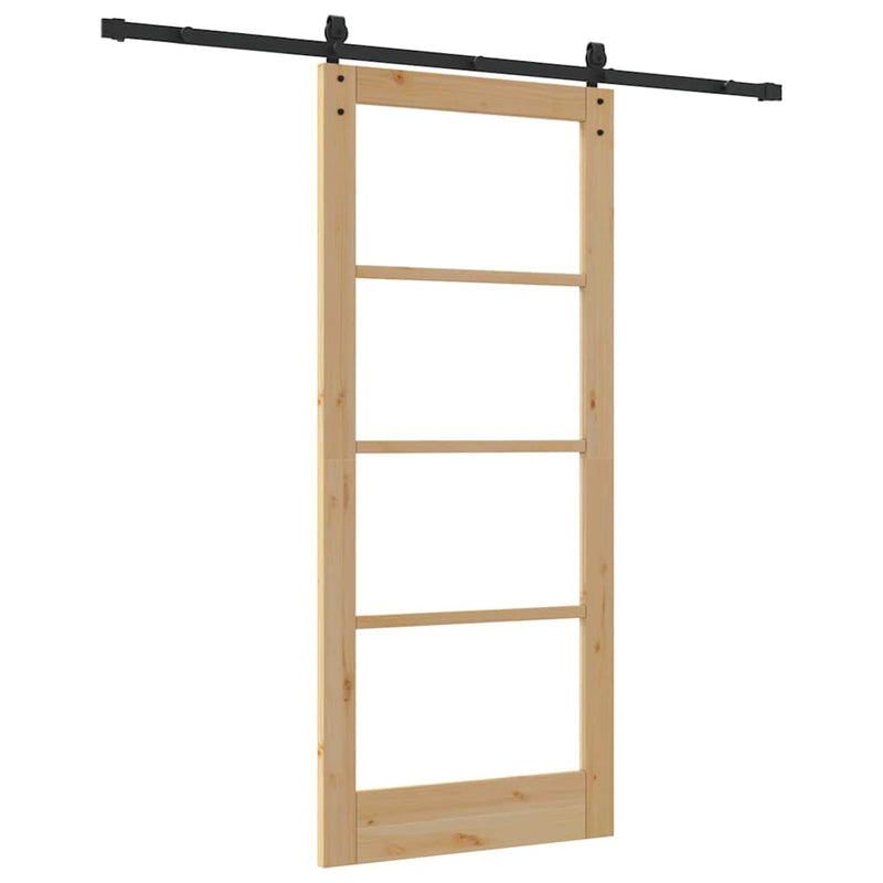 vidaXL Csúszó ajtó ORKDAL Barna 86 x 198.5 cm Tömör fenyőfa