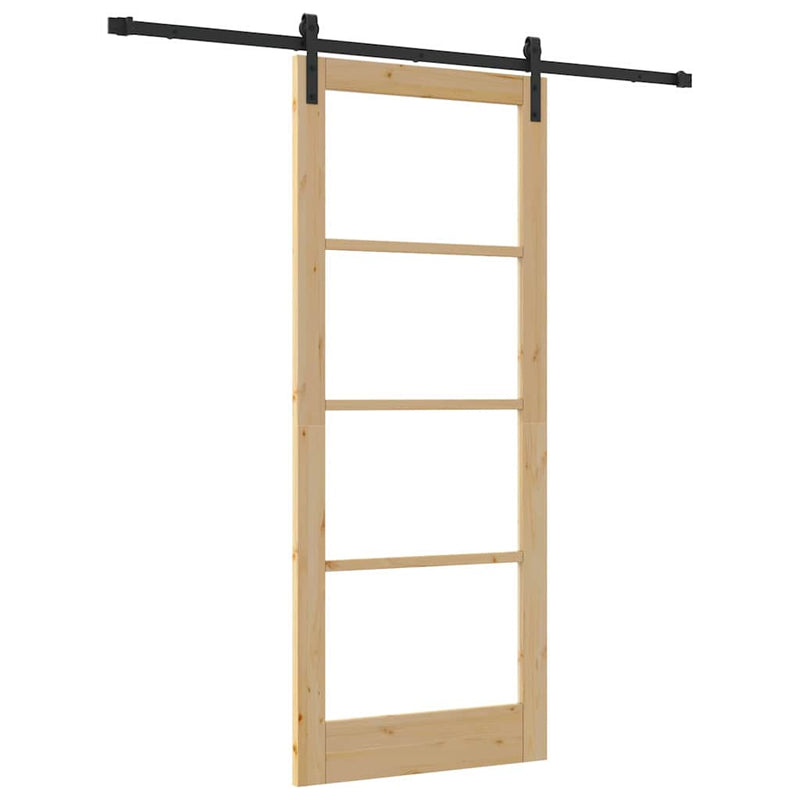 vidaXL Csúszó ajtó ORKDAL Barna 86 x 211 cm Tömör fenyőfa