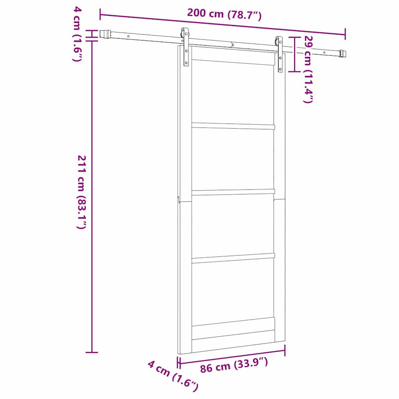 vidaXL Csúszó ajtó ORKDAL Barna 86 x 211 cm Tömör fenyőfa