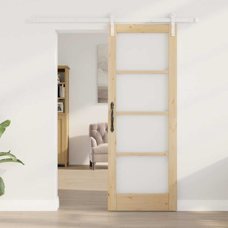 vidaXL Csúszó ajtó ORKDAL Barna 73.5 x 198.5 cm Tömör fenyőfa