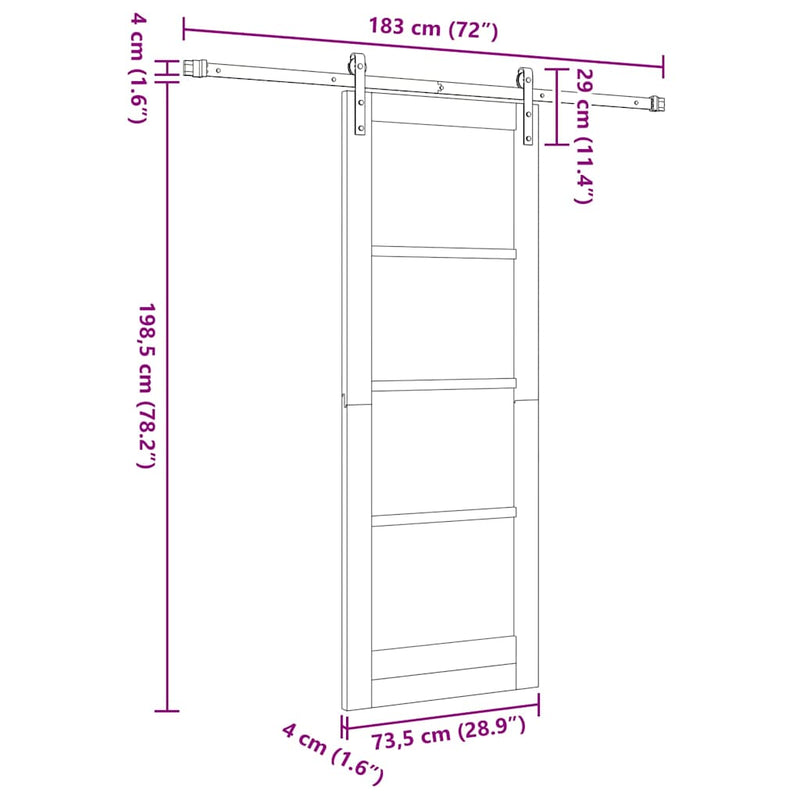vidaXL Csúszó ajtó ORKDAL Fehér 73.5 x 198.5 cm Tömör fenyőfa