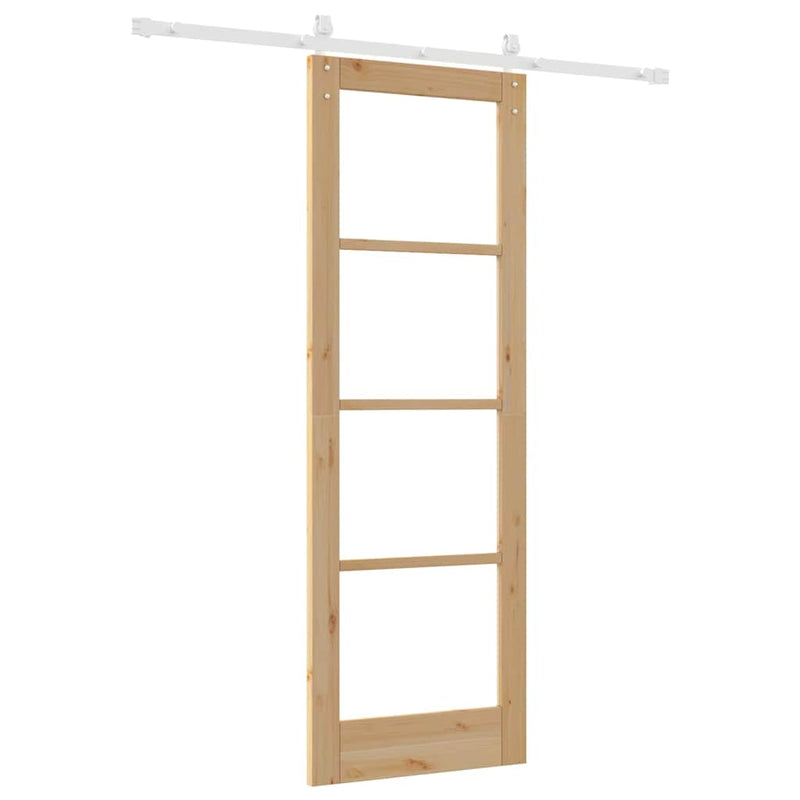 vidaXL Csúszó ajtó ORKDAL Barna 73.5 x 211 cm Tömör fenyőfa