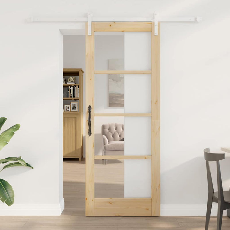 vidaXL Csúszó ajtó ORKDAL Barna 78 x 202 cm Tömör fenyőfa