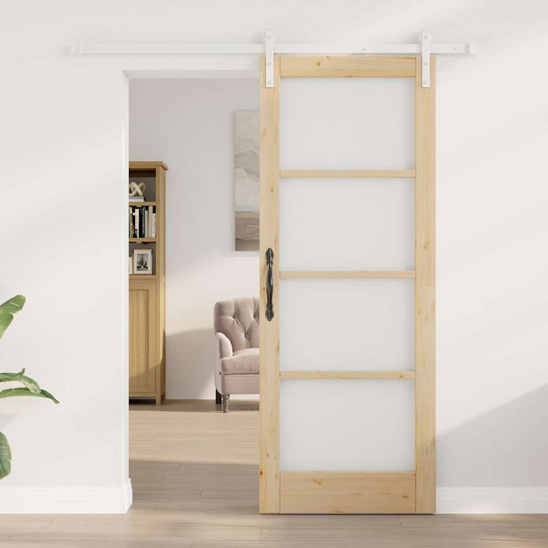 vidaXL Csúszó ajtó ORKDAL Barna 78 x 202 cm Tömör fenyőfa