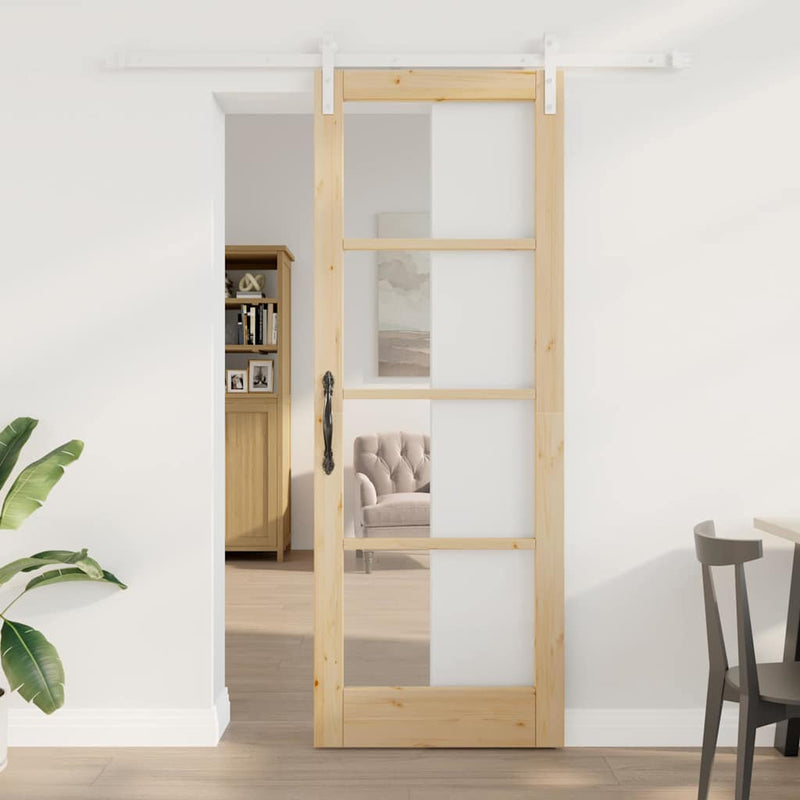 vidaXL Csúszó ajtó ORKDAL Barna 78 x 211 cm Tömör fenyőfa