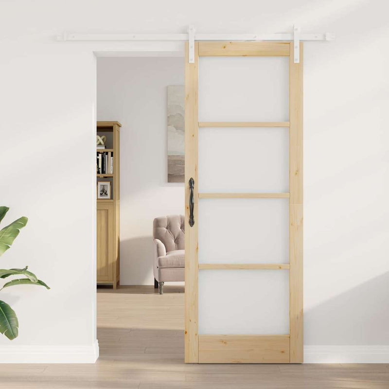 vidaXL Csúszó ajtó ORKDAL Barna 78 x 211 cm Tömör fenyőfa