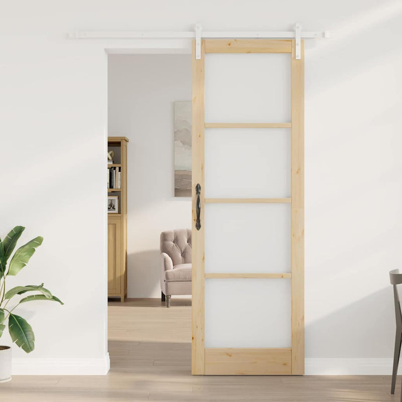 vidaXL Csúszó ajtó ORKDAL Barna 78 x 232 cm Tömör fenyőfa