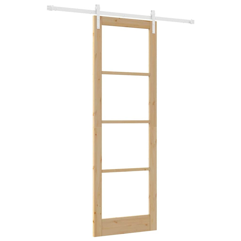 vidaXL Csúszó ajtó ORKDAL Barna 78 x 232 cm Tömör fenyőfa