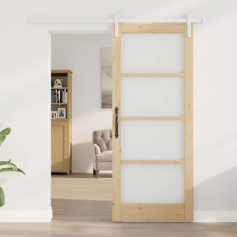 vidaXL Csúszó ajtó ORKDAL Barna 83 x 202 cm Tömör fenyőfa