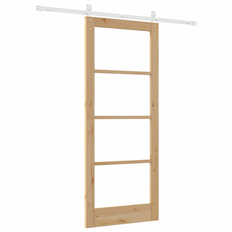 vidaXL Csúszó ajtó ORKDAL Barna 83 x 202 cm Tömör fenyőfa