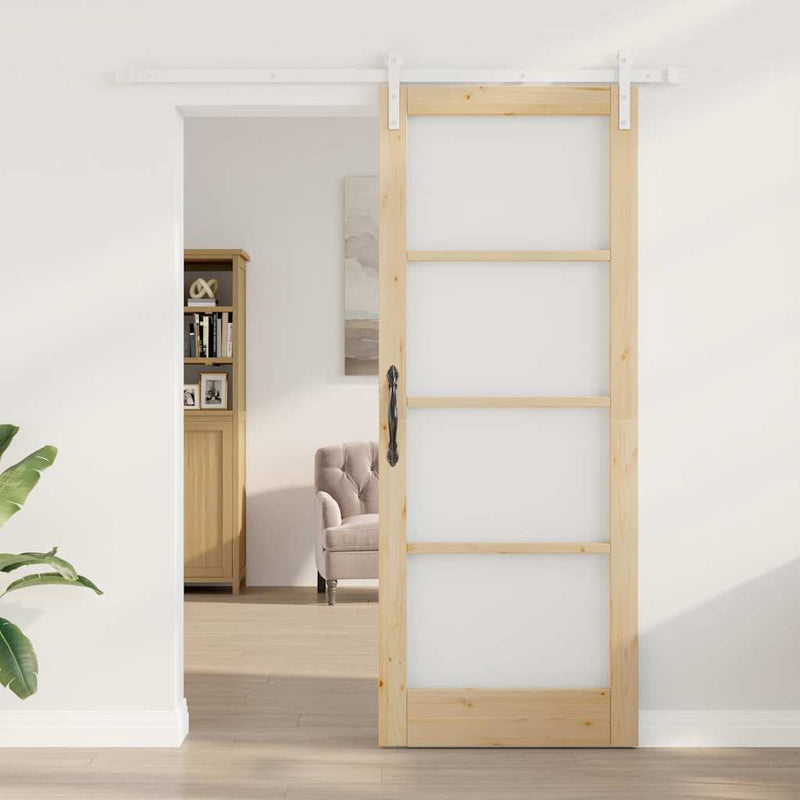 vidaXL Csúszó ajtó ORKDAL Barna 83 x 211 cm Tömör fenyőfa